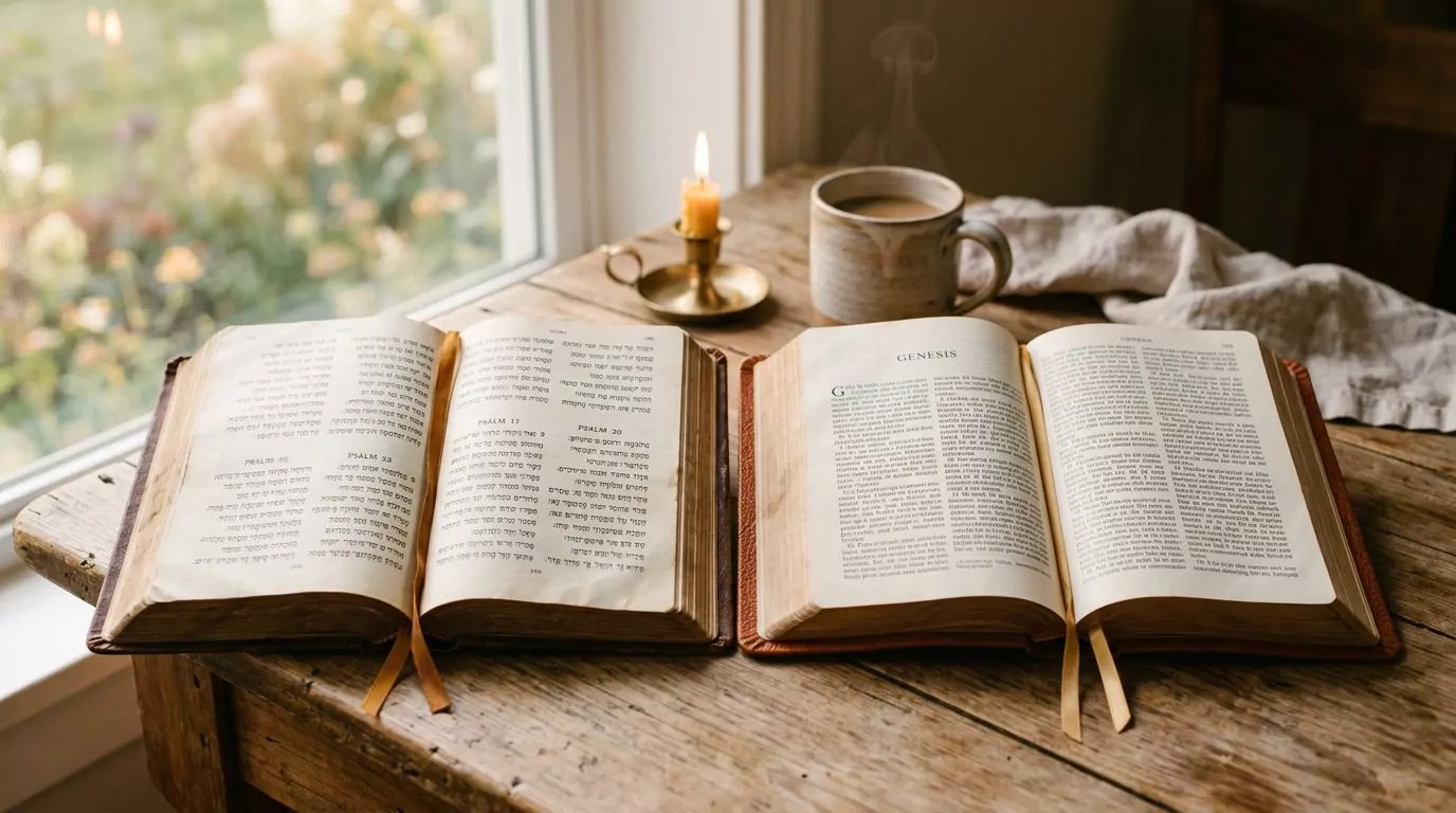 Two Bibles side by side for comparison