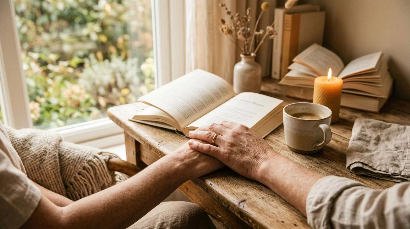 Hands together in a peaceful moment