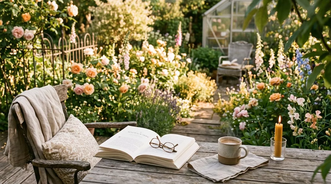 Beautiful garden with blooming flowers representing renewal and hope