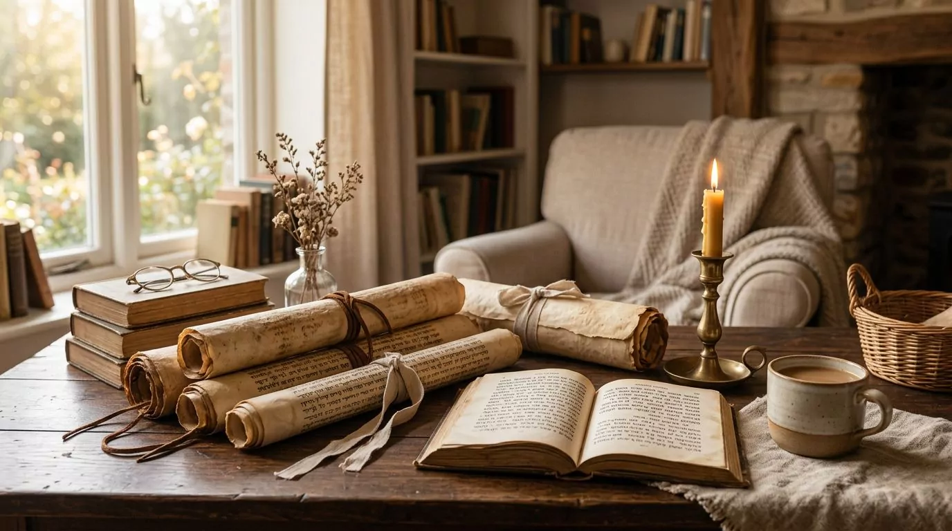 Ancient scrolls representing Old Testament writings