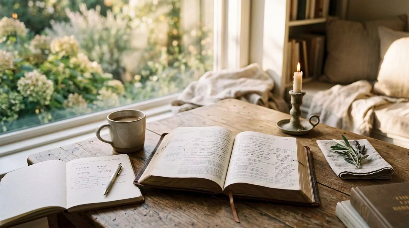 Bible study with Greek and Hebrew annotations