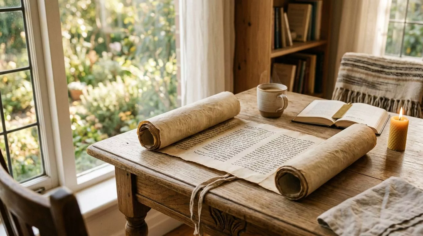 Ancient scroll with Hebrew text