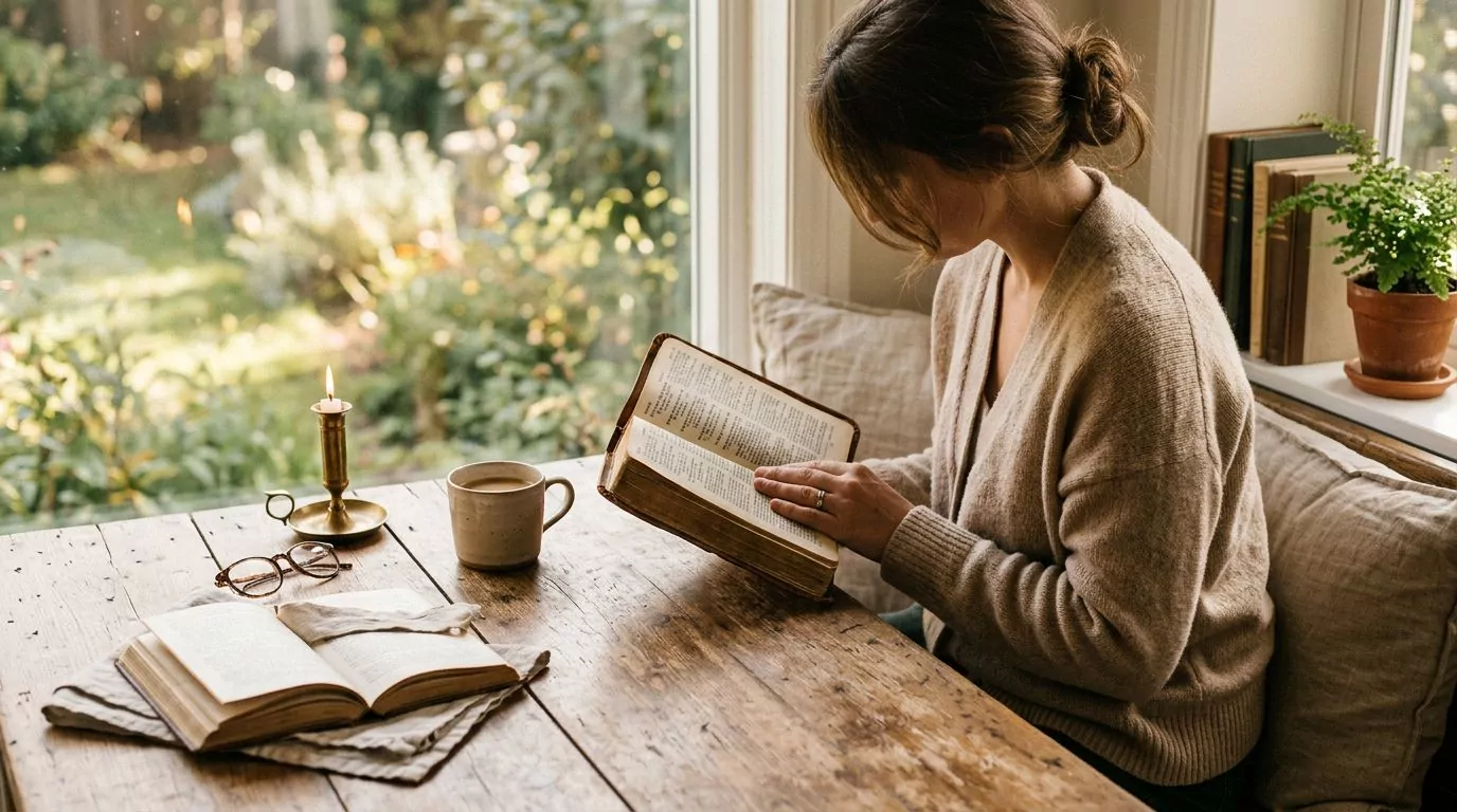 Person reading Bible peacefully