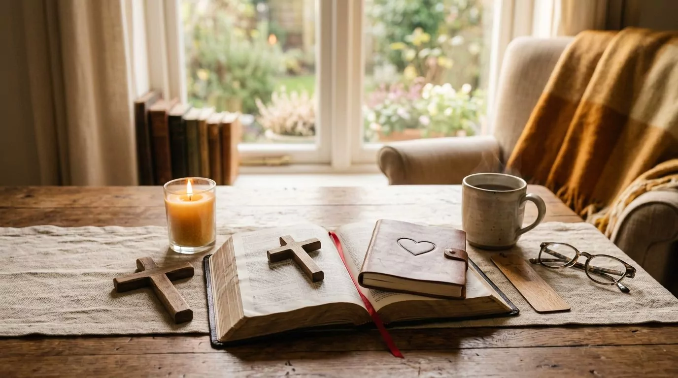 Heart symbol with Bible and cross representing God's love