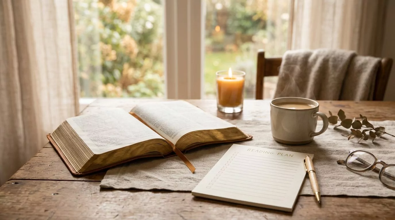 Reading plan checklist with Bible