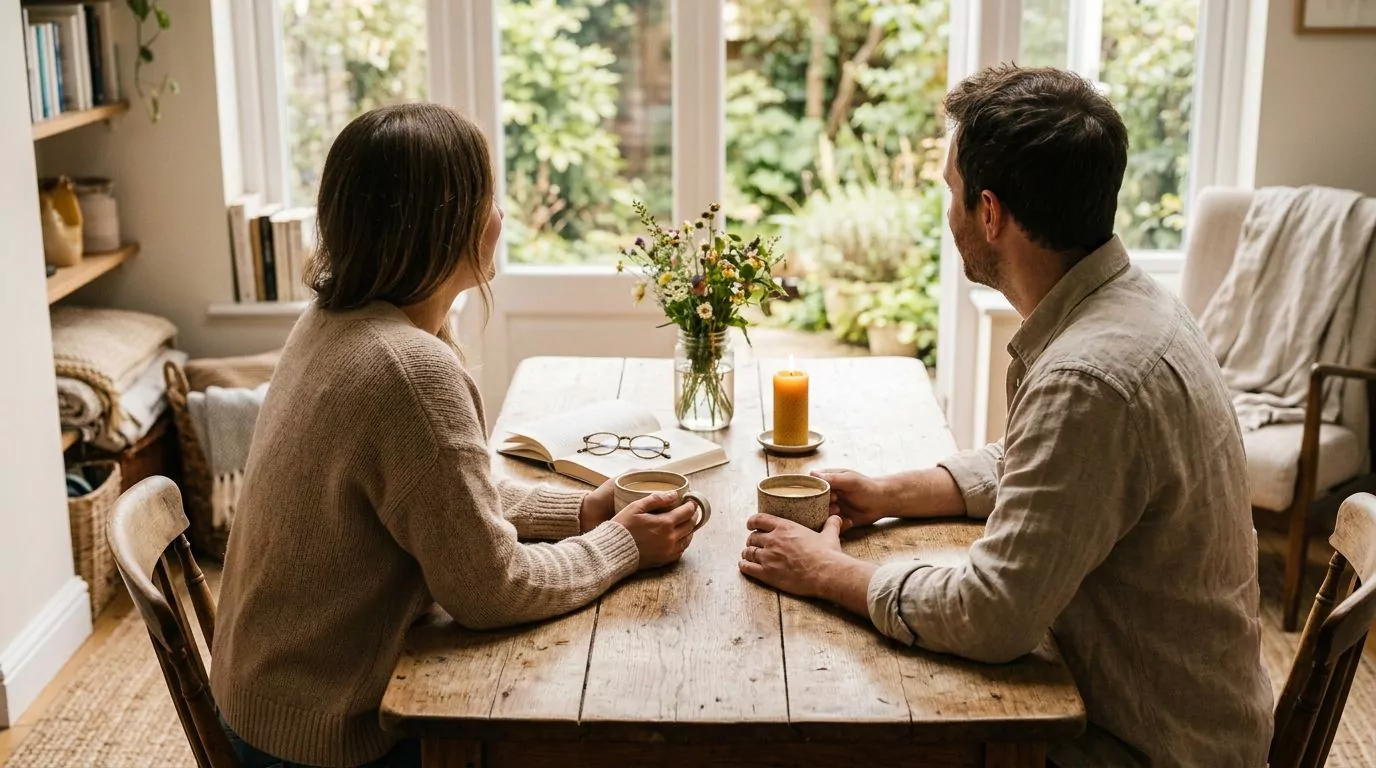 Couple having a warm conversation over coffee